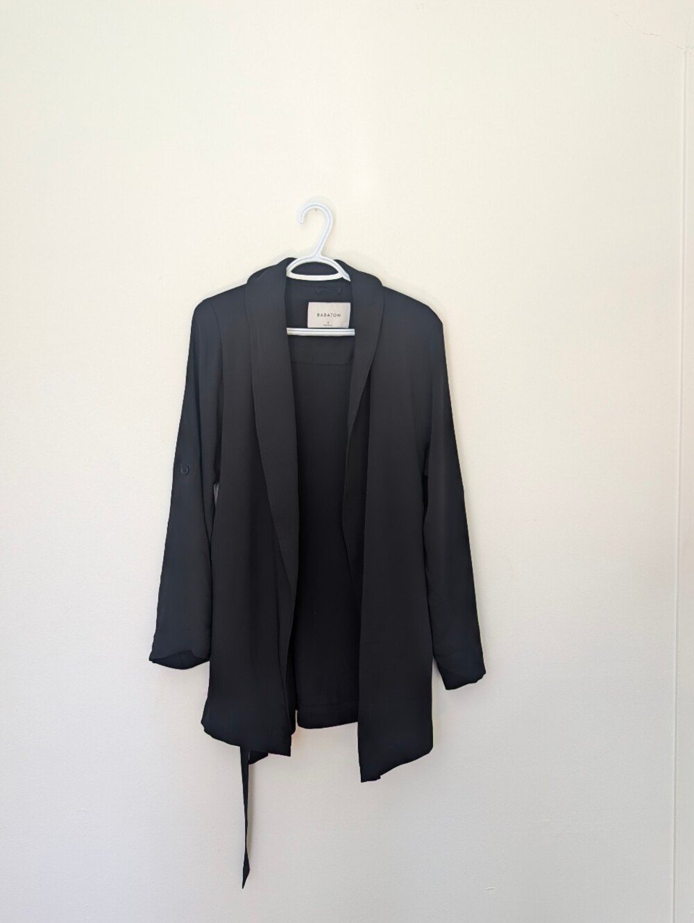 ARITZIA Babaton Draped Jacket Black Grommet Tie Belt Blazer  Quiet Luxury Size M